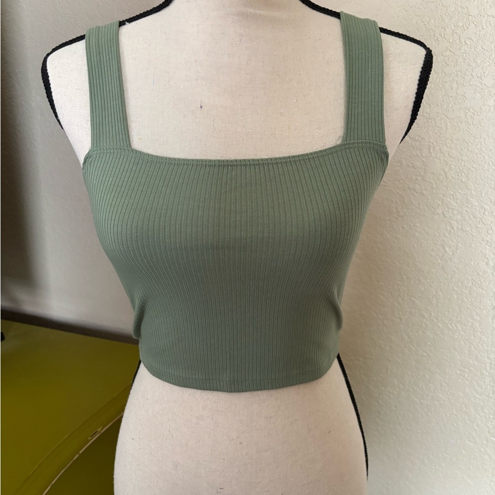 American Eagle Green Ribbed Tank Top XS